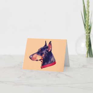 Carte de note personnalisable face Doberman noir
