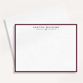 Carte de note personnalisée avec bordure bordeaux