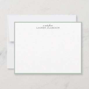 Carte de note personnalisée avec cadre vert sauge