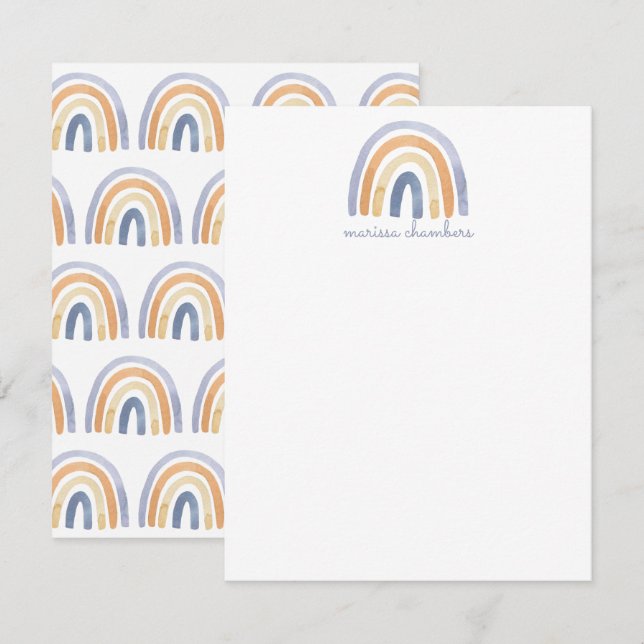 Carte de note personnalisée Boho Rainbow Flat (Devant / Derrière)