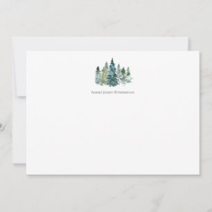 Carte de note personnalisée Evergreens Watercolor