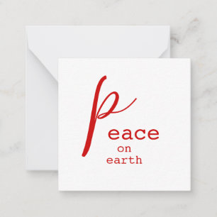 Carte de note personnalisée "Peace on Earth" rouge