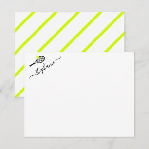Carte de note personnalisée Preppy Tennis Stripe