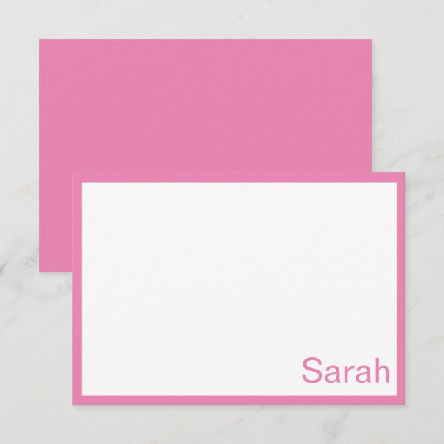 Carte de note personnalisée rose et blanc (Devant / Derrière)