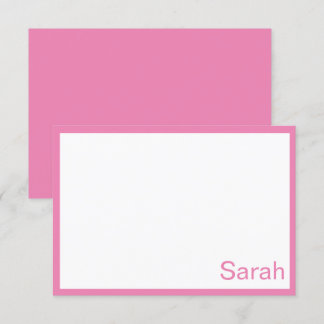 Carte de note personnalisée rose et blanc