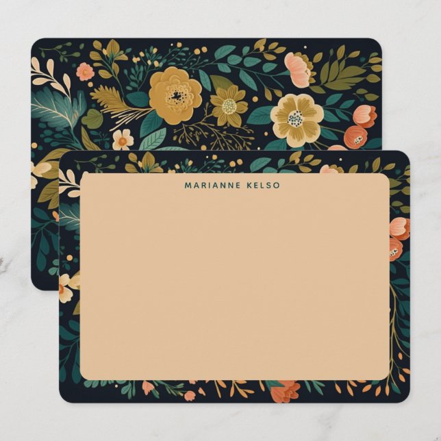 Carte de note personnalisée Rustic Farmhouse Flora (Devant / Derrière)
