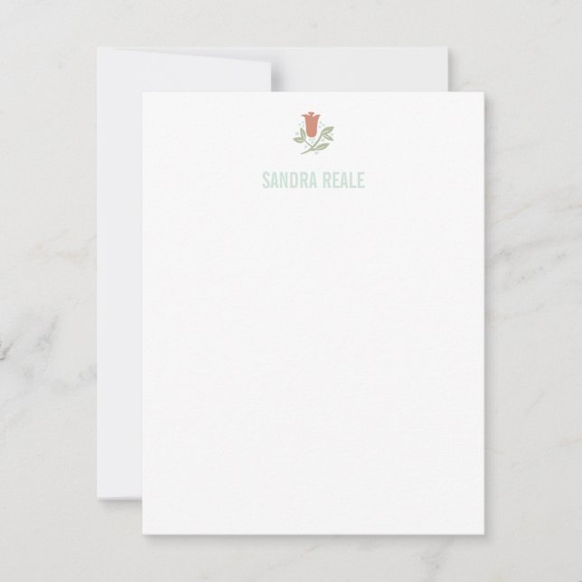 Carte de note personnelle de l'icône rouge Tulip D (Devant)