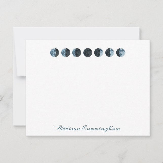 Carte de note Phases de la lune d'aquarelle (Devant)