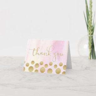 Carte de note Pink and Gold Thank you