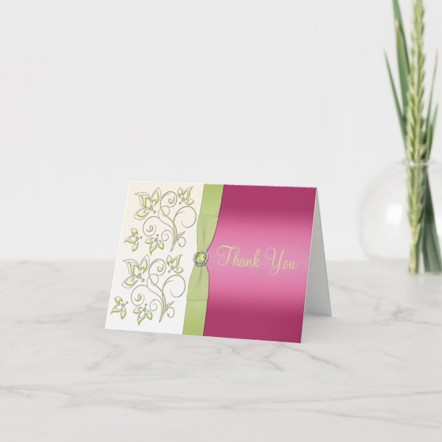 Carte de note Pink and Green Thank you (Devant)