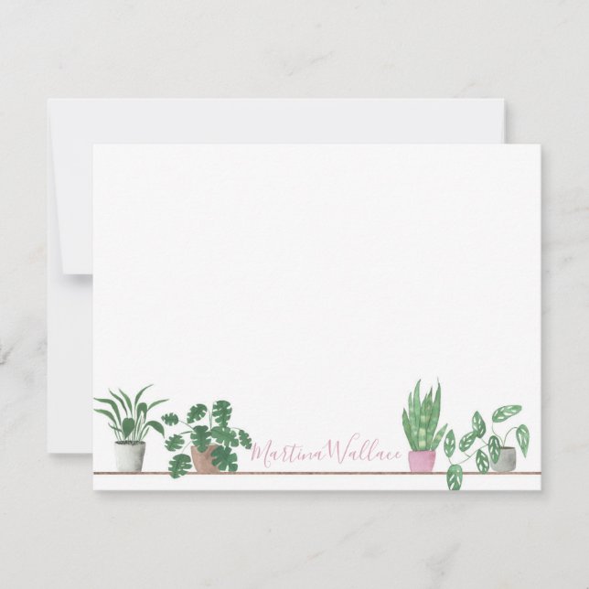 Carte de note Plante aquarelle (Devant)