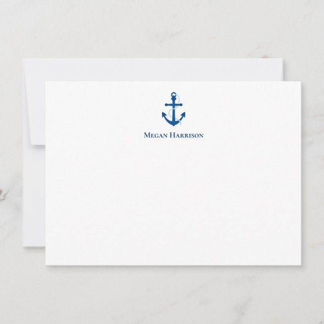 Carte de note plat Ancre bleue de la Marine (Devant)