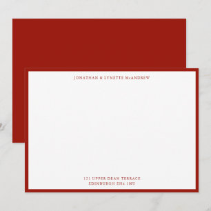 Carte de note plat de bordure rouge cerise