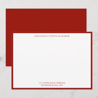 Carte de note plat de bordure rouge cerise