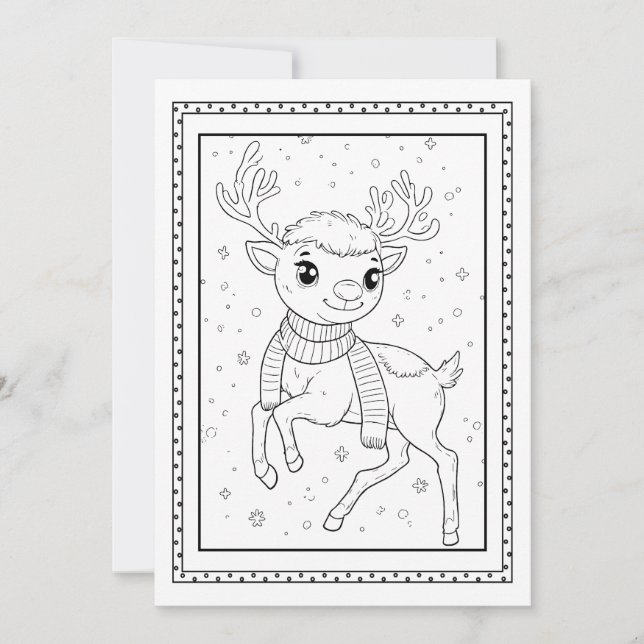 Carte de note plat de couleur de Noël pour enfants (Devant)