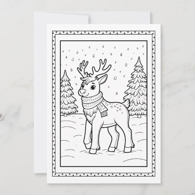 Carte de note plat de couleur de Noël pour enfants (Devant)