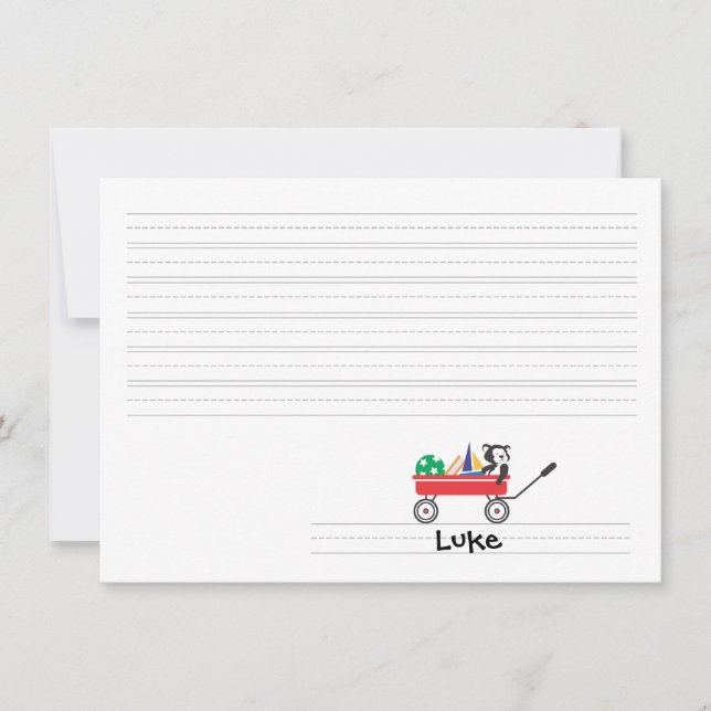 Carte de note plat en Wagon rouge linéaire personn (Devant)