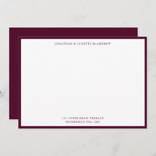Carte de note Plat Frontale Classique Mulberry