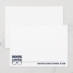 Carte de note plat Lover Livre bleu marine personn