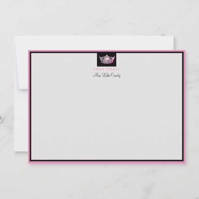 Carte de note plat personnalisée Miss America Pink (Devant)