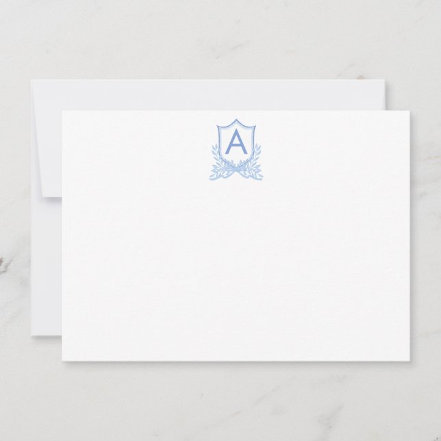 Carte de note plat personnalisée Monogramme Crest (Devant)