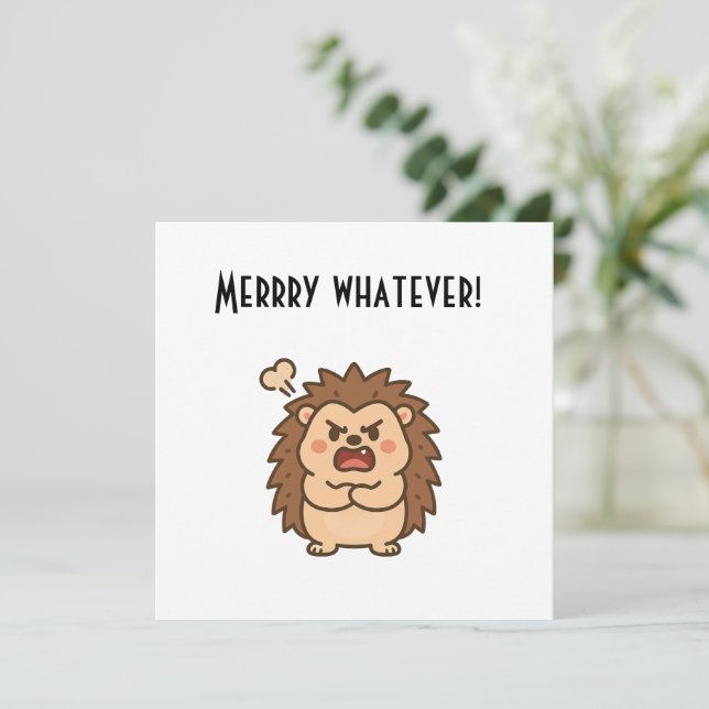 Carte de note plat Wonky Zoo Moody Hedgehog (Debout devant)