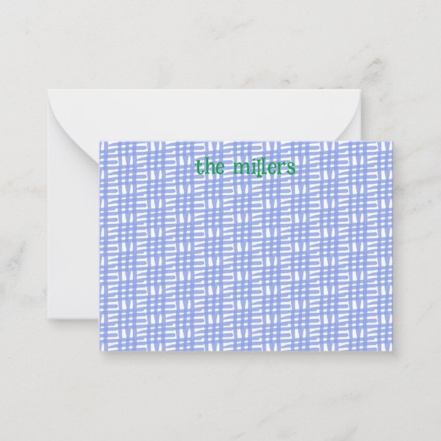 Carte de note plate à motif bleu (Devant)