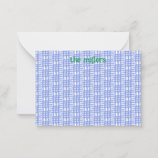 Carte de note plate à motif bleu