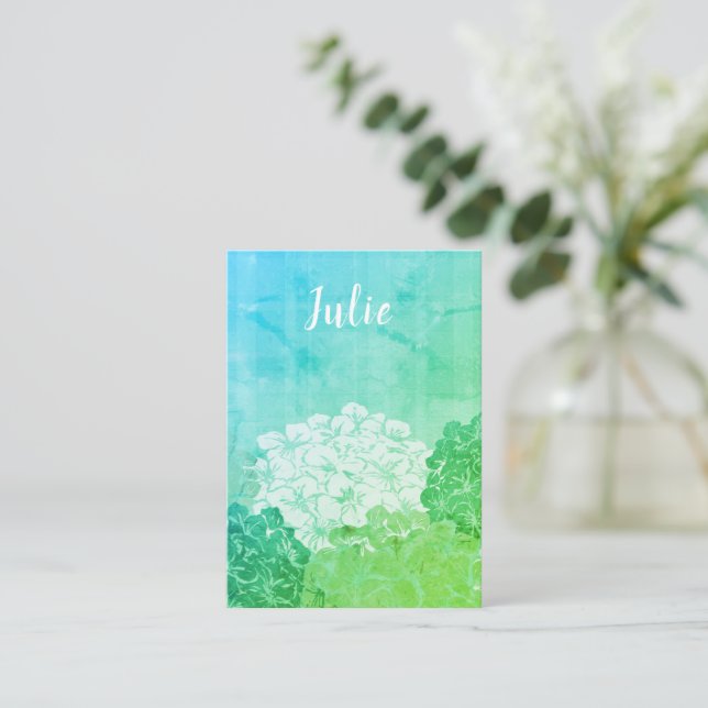Carte de note plate Bright Hydrangea Blooms (Debout devant)