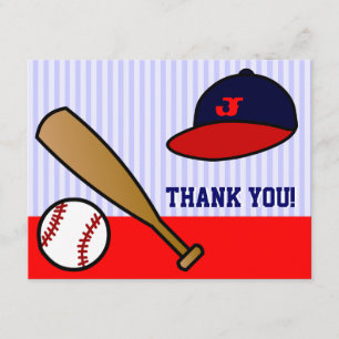 Carte de note plate de Merci de base-ball fait sur
