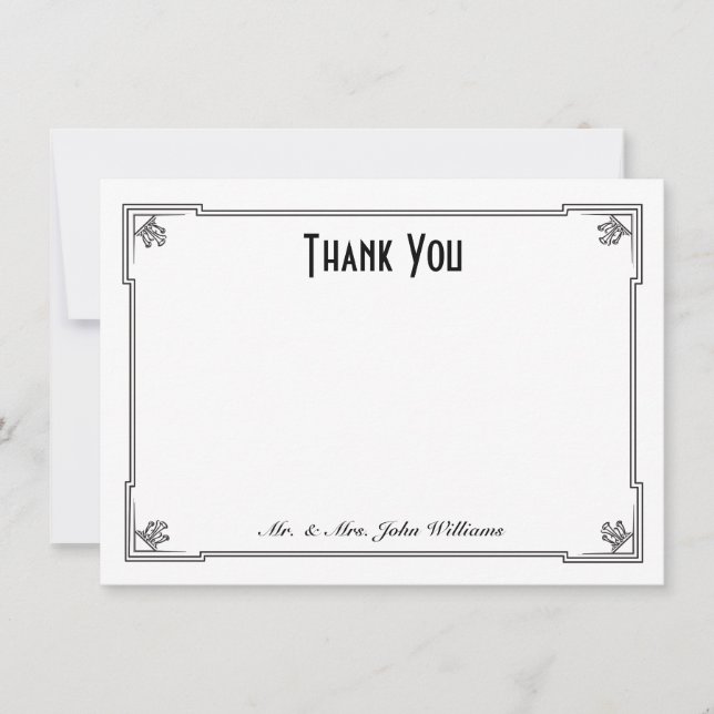 Carte de note plate de Merci de style d'art déco (Devant)