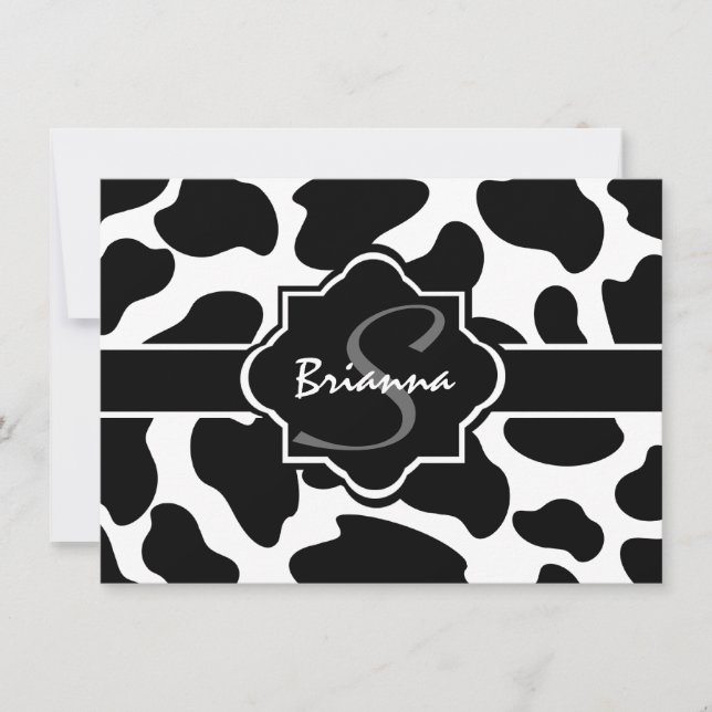 Carte de note plate pour l'impression de vache (Devant)