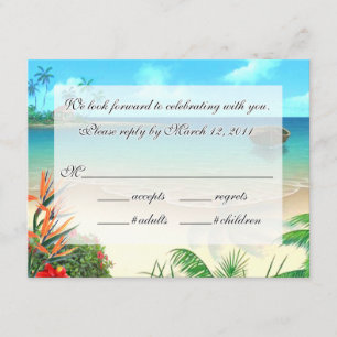 Carte de note plate RSVP-1 Exotic Beach 4,25 x 5,5