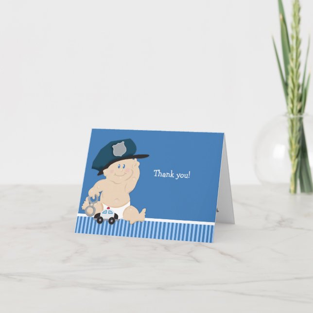 Carte de note pliée Baby shower de l'agent de poli (Devant)