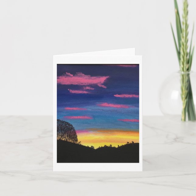 Carte de note pliée Coucher de soleil (Devant)