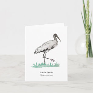 Carte de note pliée de la cigogne en bois