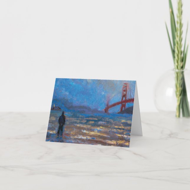 Carte de note pliée de l'homme à Golden Gate Bridg (Devant)