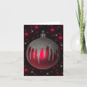 Carte de note pliée de l'ornement de Noël rouge
