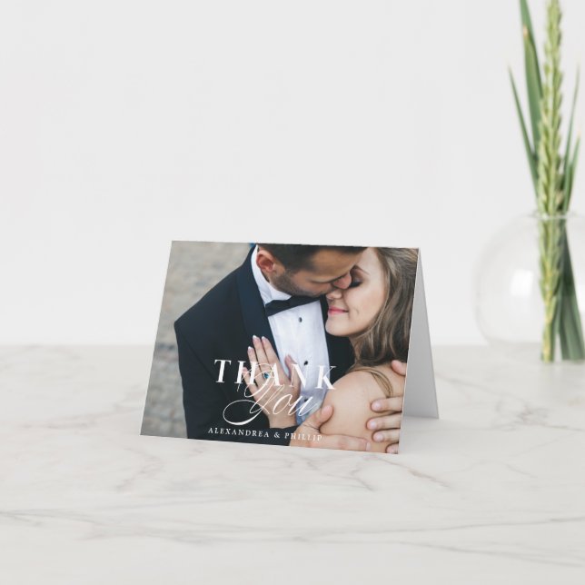 Carte de note pliée de Merci de mariage de photo (Devant)