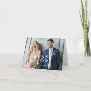 Carte de note pliée de Merci de mariage de photo