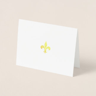 Carte de note pliée feuille or Fleur-de-Lis