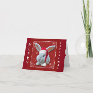 Carte de note pliée lapin de Noël