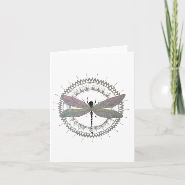 Carte de note pliée Mandala Dragonfly (Devant)