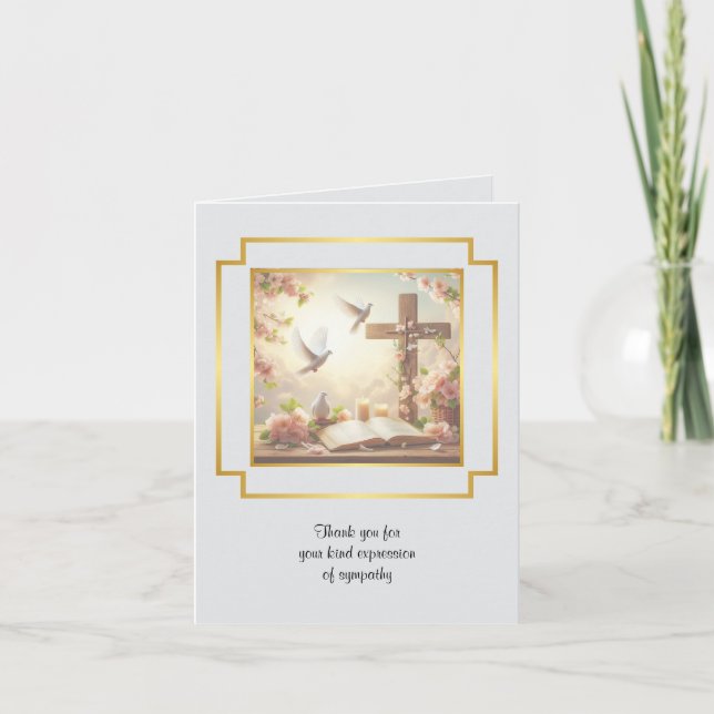 Carte de note pliée Merci de la croix de colombe (Devant)