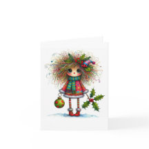 Carte de note pliée pour fille mignonne