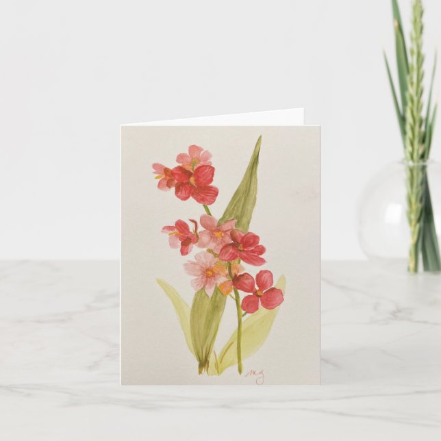 Carte de note pliée rouge orchidée (Devant)