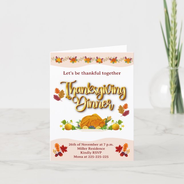 Carte de note pliée "Thanksgiing" (Devant)