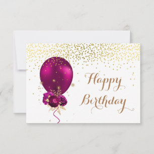 Carte de note pour ballons d'anniversaire floraux