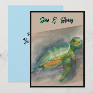 Carte de note pour bébé tortue