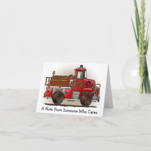 Carte de note pour camion de pompiers volontaires